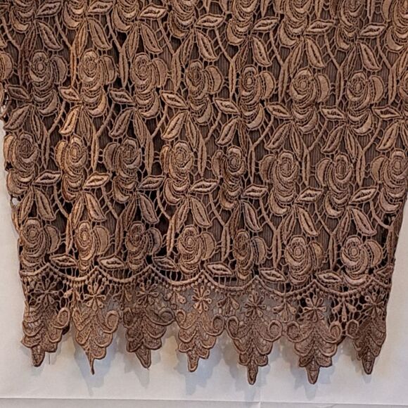 MaxiMa Y2K 90's Taupe Floral Eyelet Ribbed Spaghetti Top Size Large - Picture 5 of 13